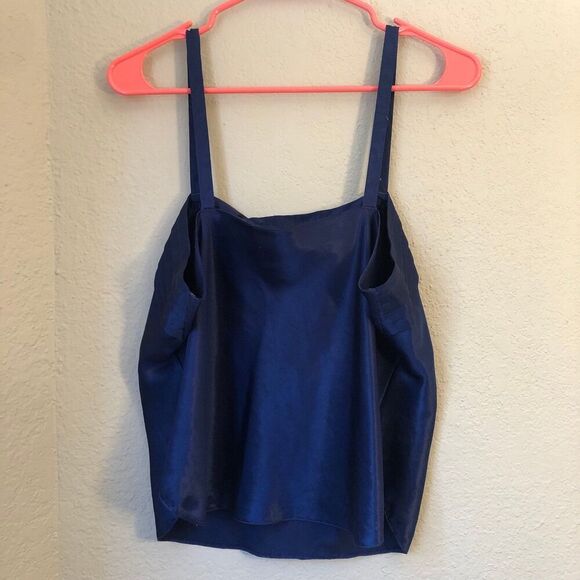 Vintage Indulgence Womens Cropped Camisole Size 38 Blue Faux Satin Dark Coquette - Picture 3 of 8